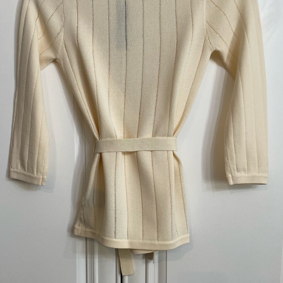 NWT rk Women’s Size XS Cream V Neck Cardigan Hook Eye Closure and Wrap Belt - Picture 12 of 15